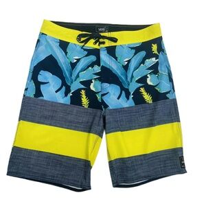 Vans Size 30 Boardshorts Multi-Color‎ Drawstring Waist Floral Color Block